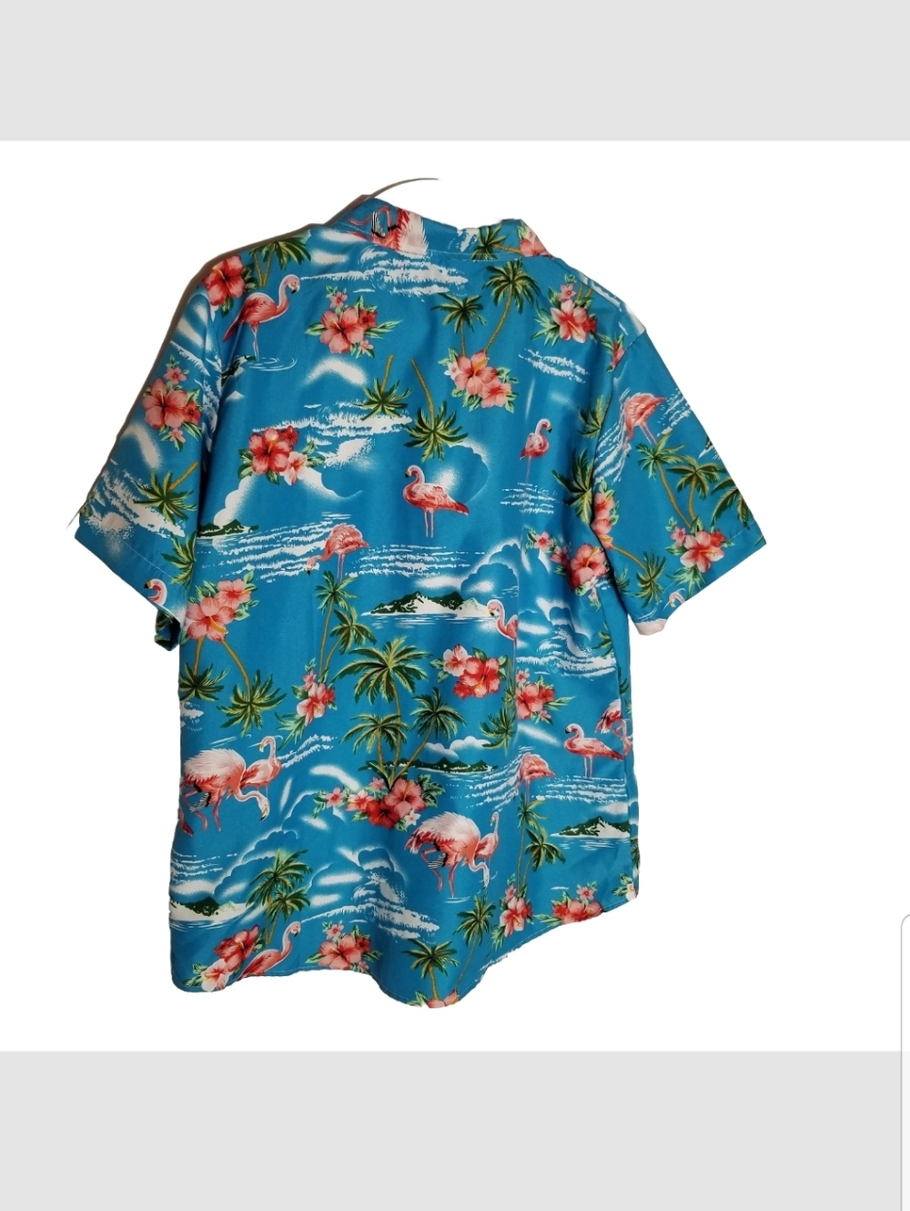 SSLR Women's Collection XL Hawaiian Shirt Flamingo Button Up Short Sleeve Blue - Picture 4 of 7